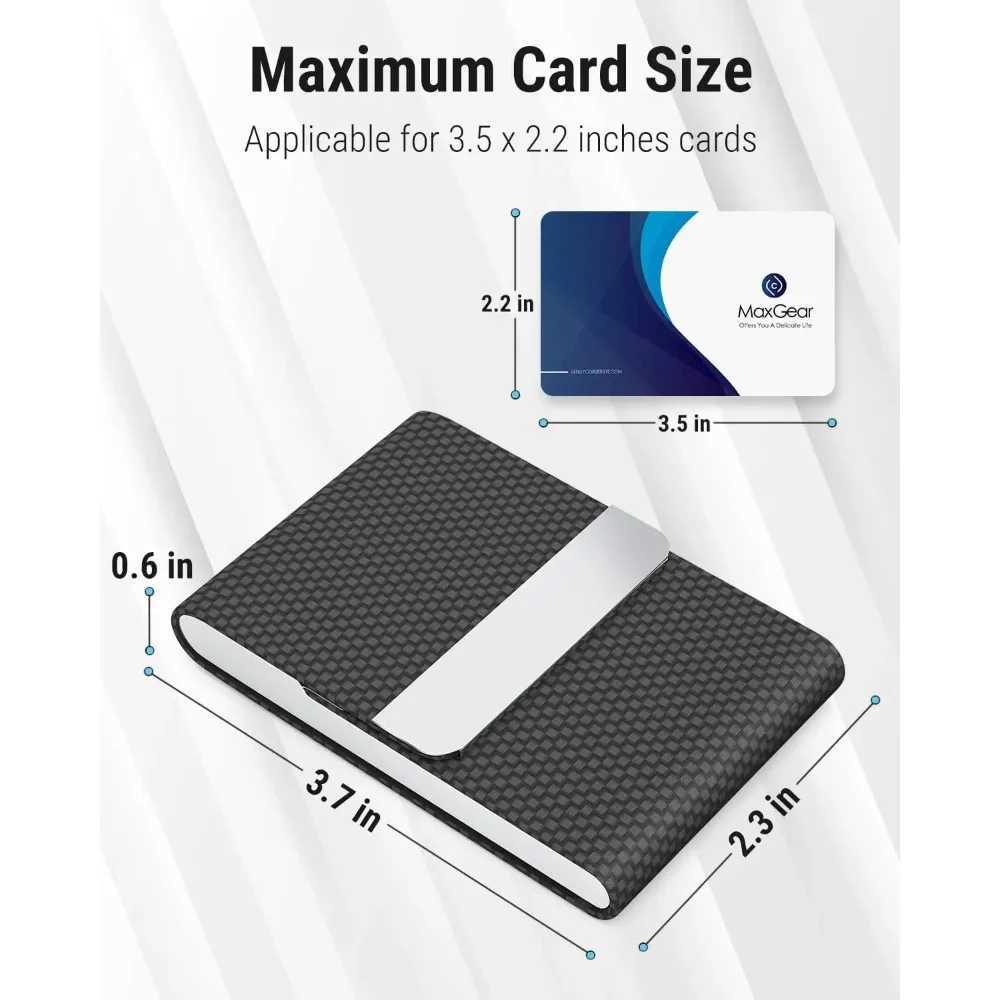 Business Card Holder PU Leather Stainless Steel Business Card Case for Men Women Slim Name Cards Holder RFID Magnetic ClosureW251017