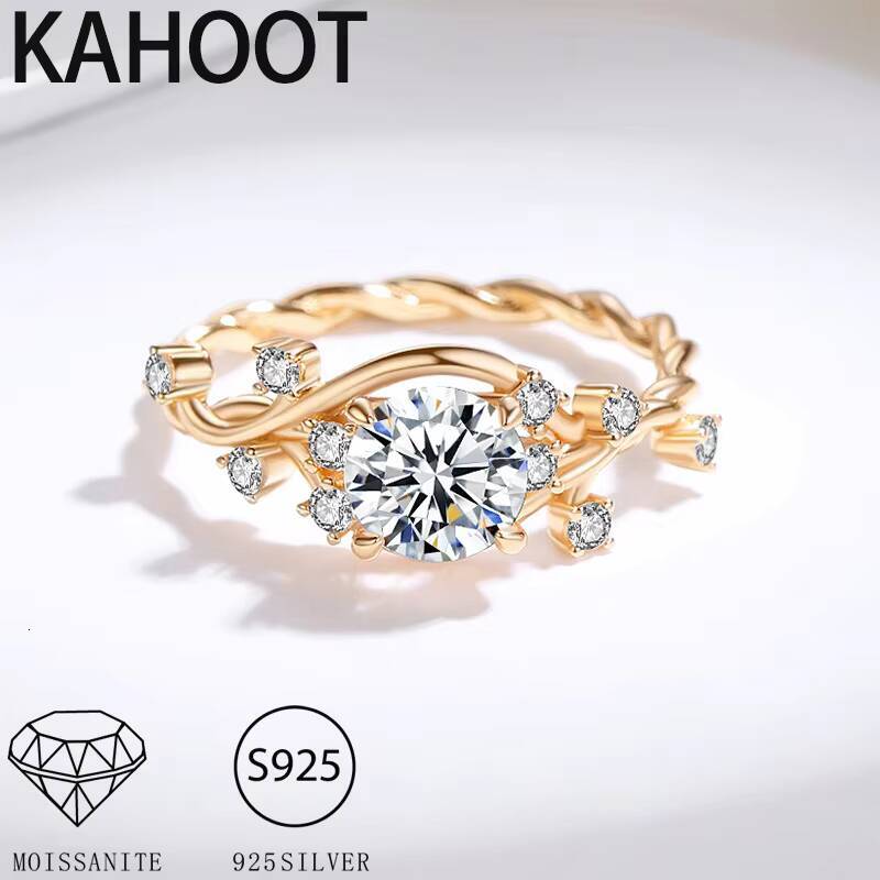 925 Silver Moissanite Ring with Rattan Texture Style Womens Daily Wear for Birthday Holidays Great Gift Idea