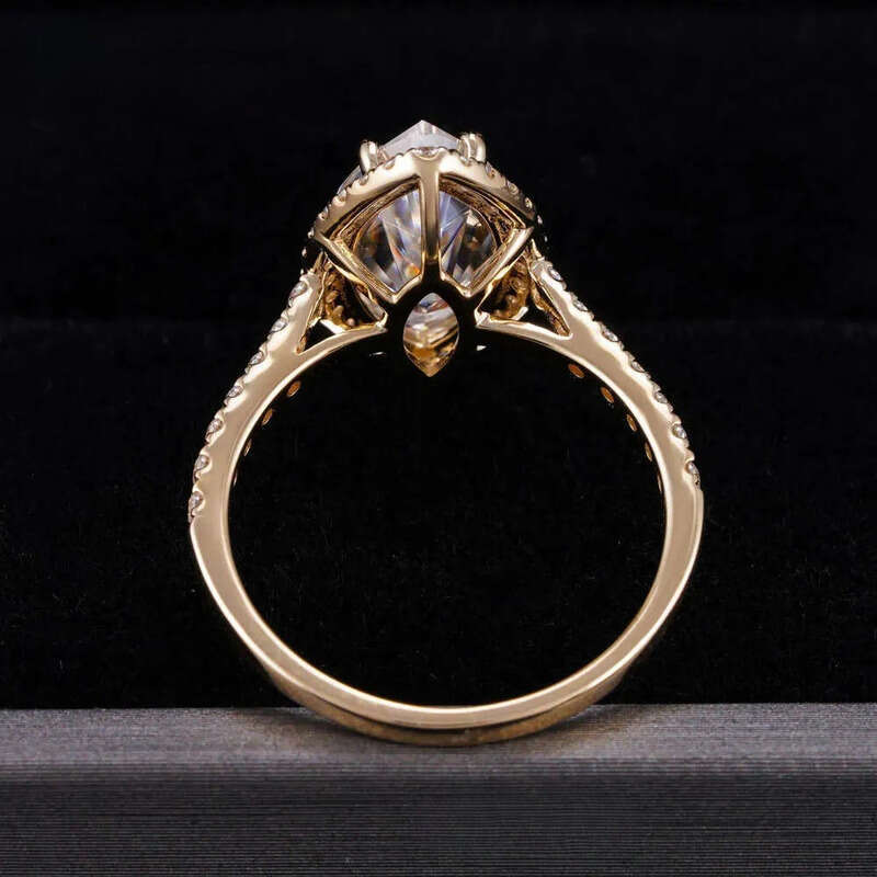 GRA Certificated 14K Gold 3CT Halo Marquise VVS Moissanite Dia Ring Custom Women Fine Engagement Wedding Rings