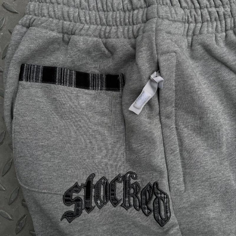 Men's Pants Y2k Stocked Plaid Joggers Gothic Letter Embroidery Unisex Retro Sweatpants Hip-Hop Harajuku Streetwear Casual