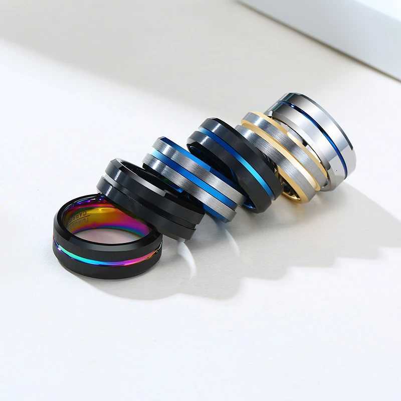 Vnox Basic 8mm Tungsten Carbide Rings for Men Jewelry Stylish Thin Line Style Wedding Bands Anniversary Gifts for HimW251017