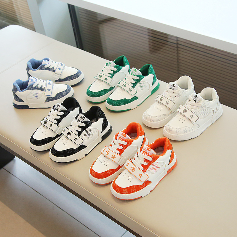 Designer shoes free shipping 2025 Spring Fashion Sports Shoes for Boys Velcro Mesh Casual Shoes for Girls size 21-35 black white orange blue green