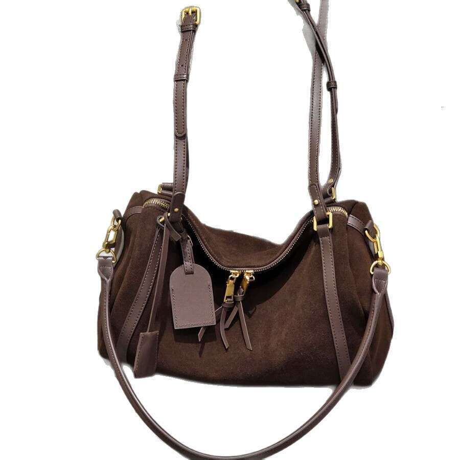 Autumn New Matte Leather Boston Pillow For Women, Large Capacity Single Shoulder Crossbody Commuter Bag, Bowling Bag