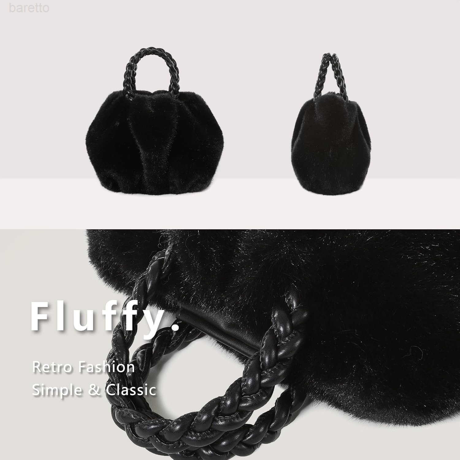 Fur Story Tote Bag Faux Fur Purses for Women Plush Handbag Fuzzy Shoulder Bag Big Capacity Black Purse for womens Girls Z251017