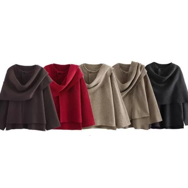 Women's Elegant Woolen Short Coat with Contrasting Scarf Collar Long Sleeves,and Loose Fit - Chic Autumn Lady Outerwear 241218