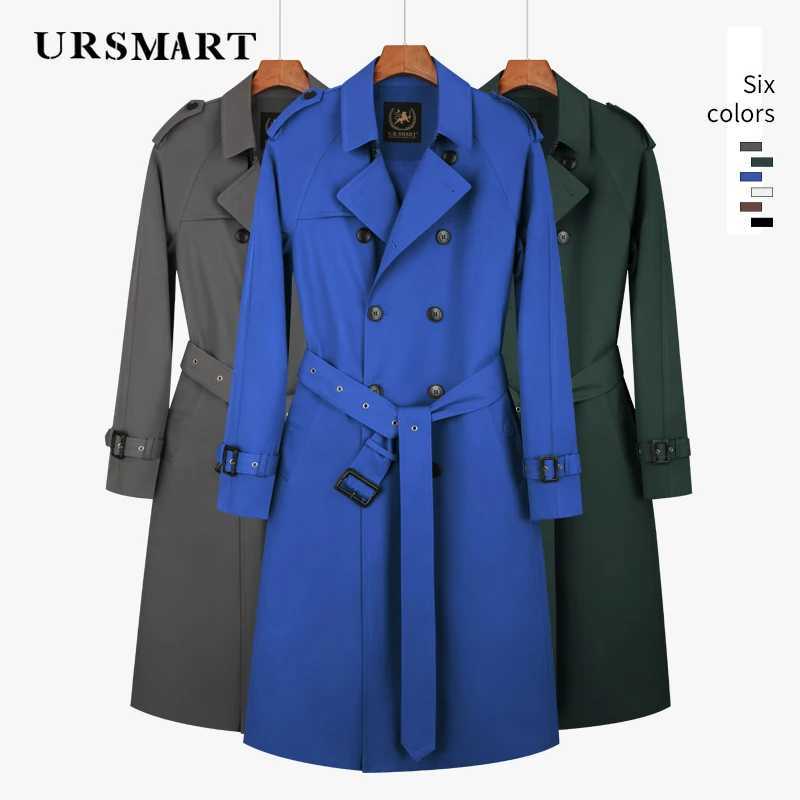 long knee length Mens trench coat double breasted raglan sleeves brown British mens thickened down inner long windbreaker J251017