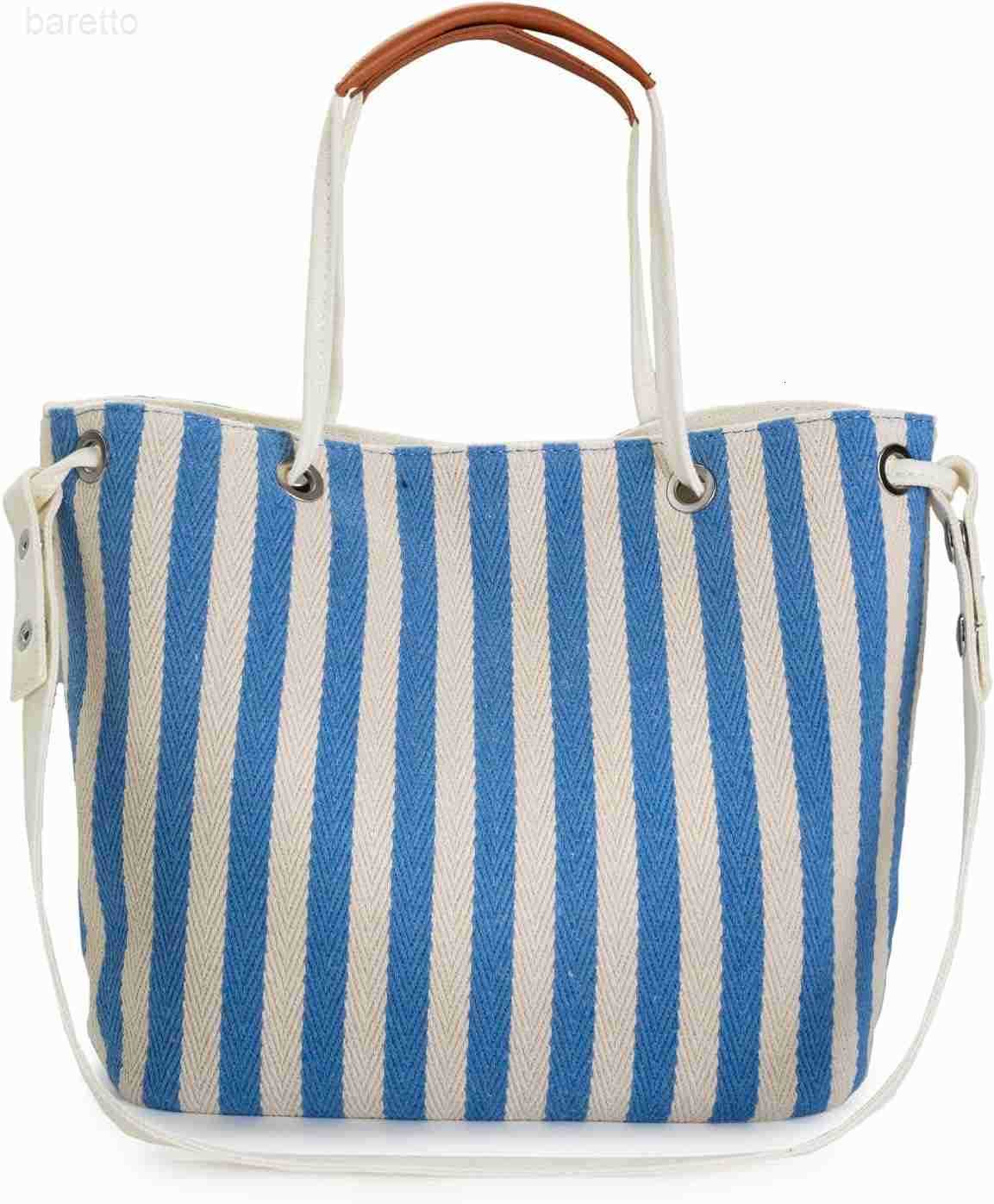 Womens Canvas Tote Small Bucket Shoulder Crossbody Bag Striped Beach Tote Z251017