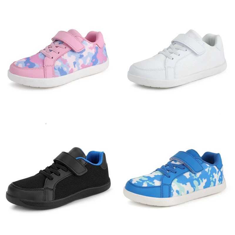 New Kids Wide Toe Barefoot Shoes LittleBigKid Hook Loop Minimalist Sneakers Artificial Leather Mesh Lightweight ShoesT251017