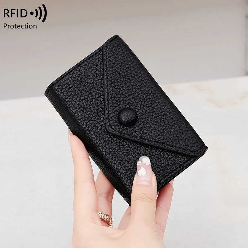 RFID AntiTheft Brush Organ Card Bag lychee Grain Soft Skin Simple Coin Wallet MultiCard Lightweight Small Card Bag NewW251017