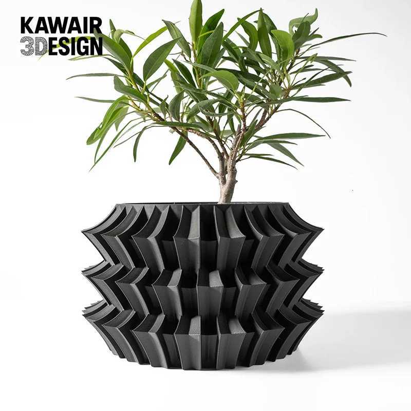 3D Printed EcoFriendly Irregular Geometry Plant Pot Textured Lines Biodegradable maceta for Home Decoration Sustainable Gift C251017