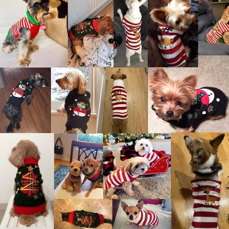 Christmas Warm Clothes for Dogs Small Medium Large Dog Winter Sweater Pet Clothing Knitted Coat Cartoon Striped Big Dog ClothesW251017