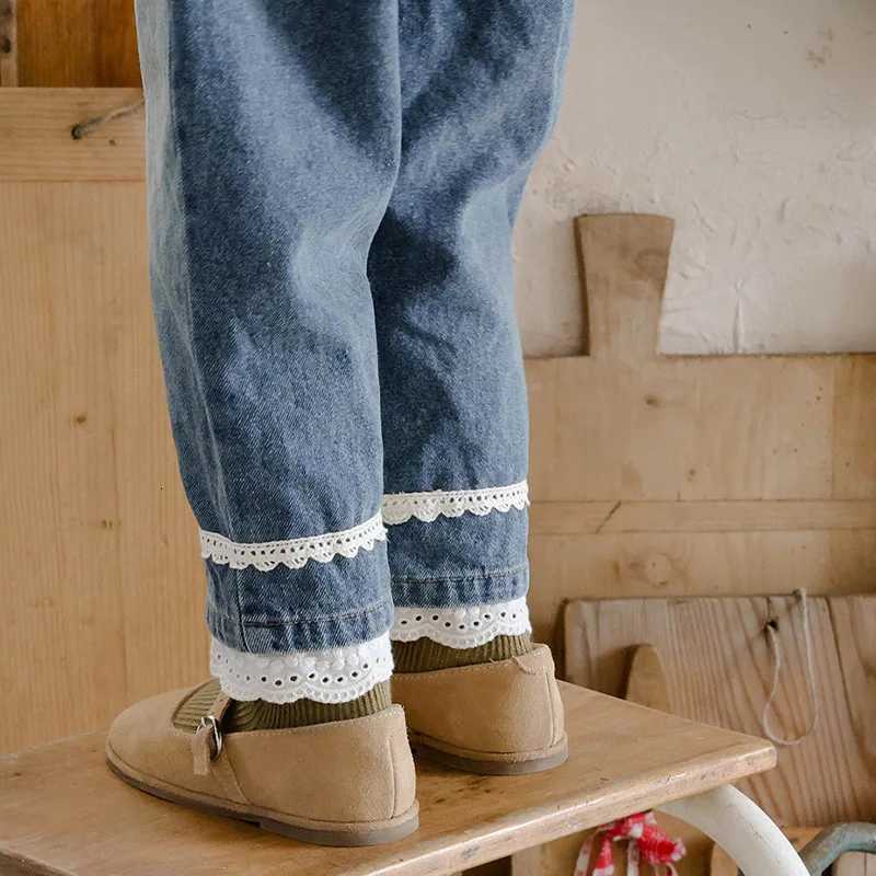 2025 Autumn New Korean Children and Girls Lace Loose Casual Radish Jeans Fashion Casual Baby Pants Baby InfantT251017