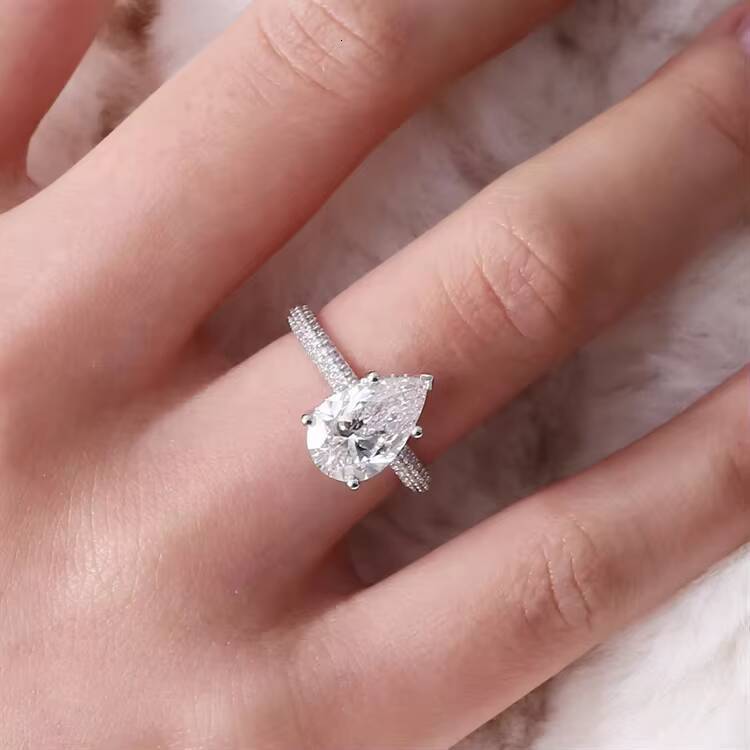Speedin Jewelry New Arrivals 18K White Gold Pear Cut Lab Grown Diamond Fine Jewelry With IGI Custom Ring for Women