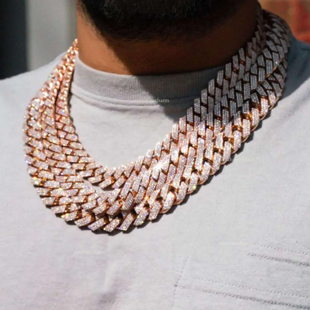 Fine Jewelry In stock Sterling Sier VVS Moissanite Dia Iced Out Miami Cuban Link Chain Necklace For Men