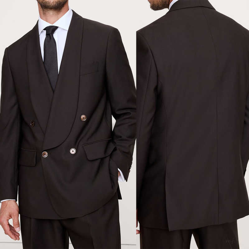 Fashion Wedding Tuxedos 2 Pcs Jacket Pants Men Suit Modern Shawl Lapel Double Breasted Evening Prom Groom Blazers Customized