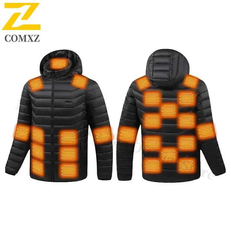 21 Areas Heated Jacket Mens USB Electric Smart Hooded Coat SelfHeating Clothes Men Casual Ski ColdProof Thermal Padded Jacket H251017
