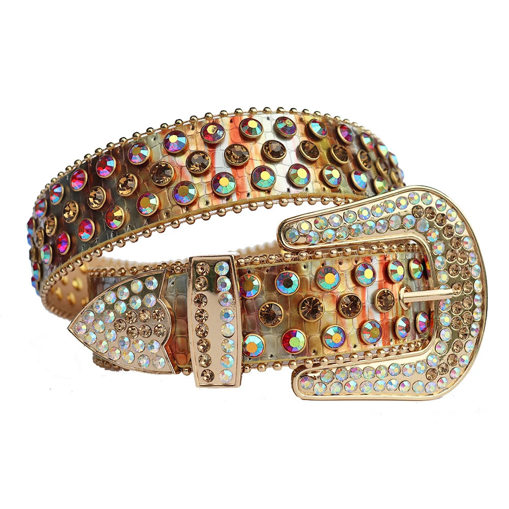 Hip Hop Party Punk Men Women Unisex Ice Belt Y2K Western Crystal BB Rhinestone Belt Studded Sparkly PU Leather Belt 251010