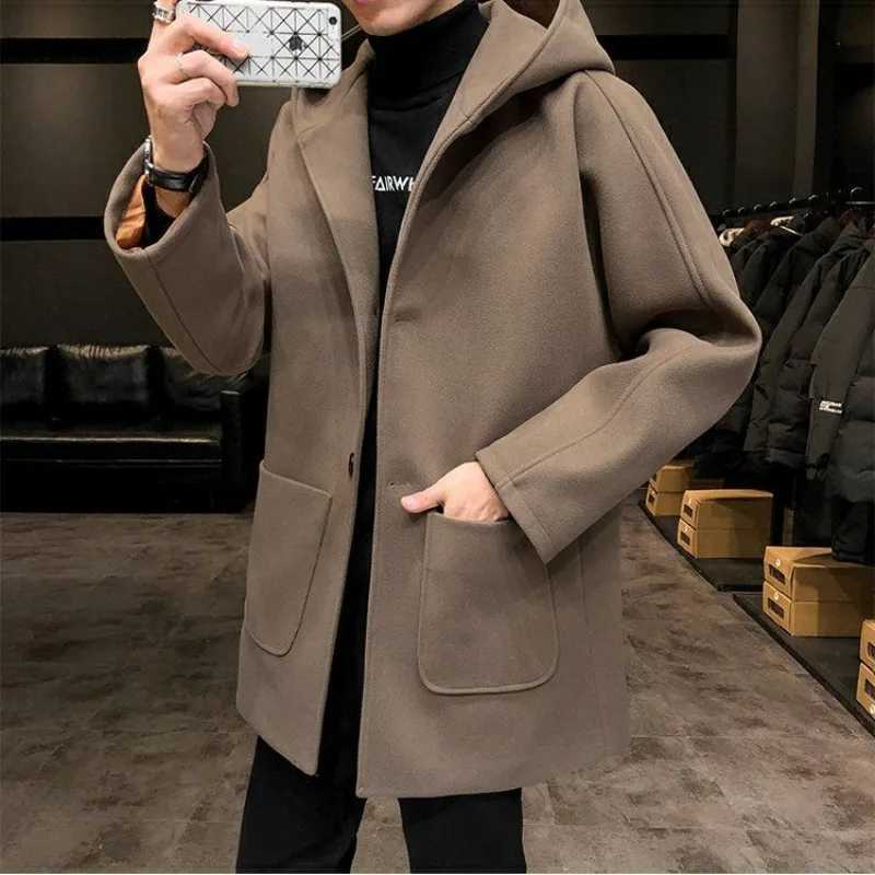 Mens Hoodie Jackets Solid Color Male Coats Overcoat Wool Blends Oversize Joker Aesthetic Y2k Cold Luxury Designer Windbreaker J251017