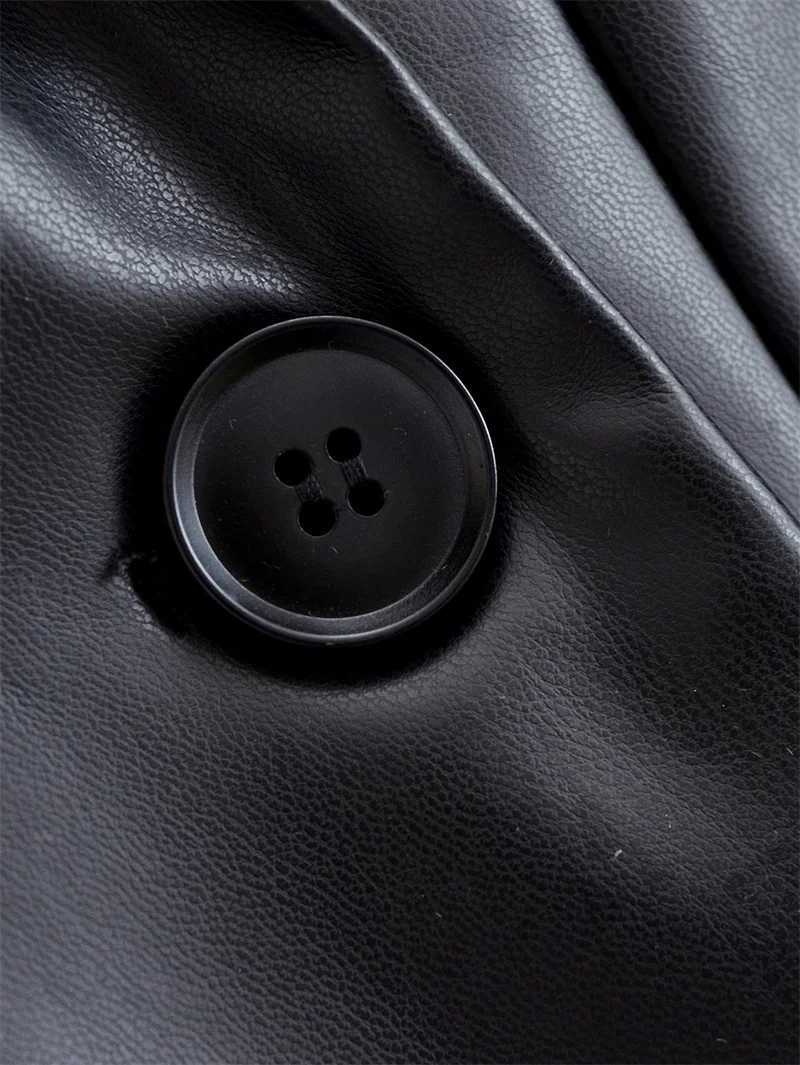 Womens Jacket 2025 Autumn New Style Black Long Sleeve Faux Leather Slim Fit Blazer Motorcycle Style StylishT251017