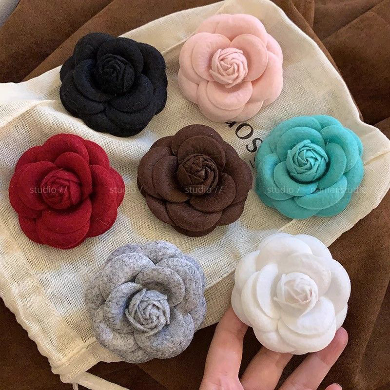 designer brooch korean style camellia highend faux wool pearl blazer versatile fabric rose brooch
