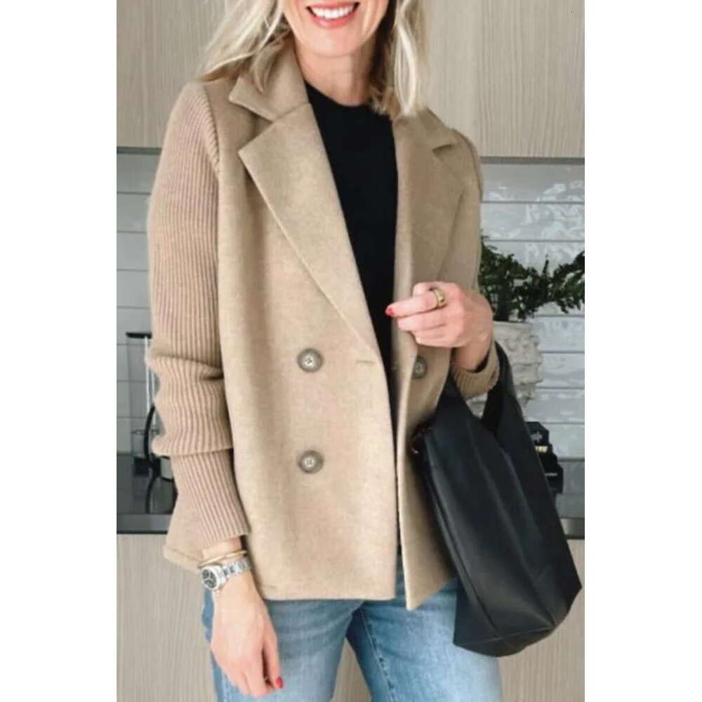 Autumn Women's Suit Collar Casual Top Woolen Coat Ins B5