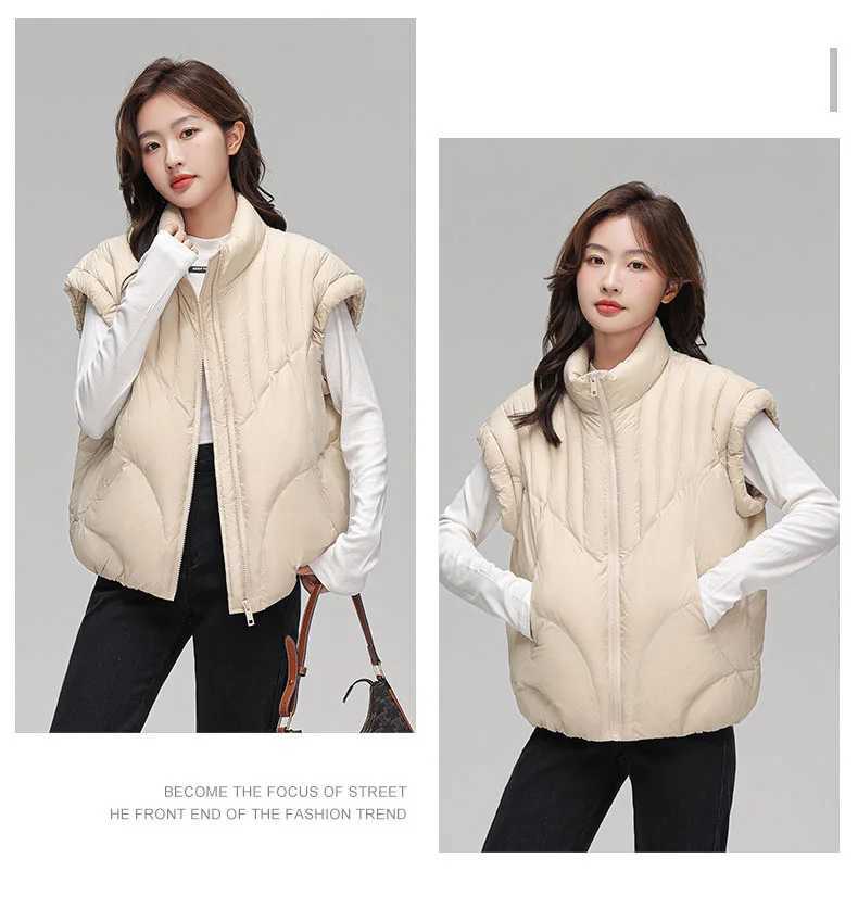 Women NEW Fashion Wide Loose Winter Waistcoat 90 White Duck Down Sleeveless Coat Spring Autumn Black Thick Vest W251016