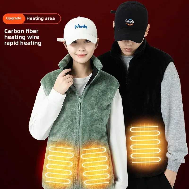 Smart Heating Jacket Coral Fleece Men Women Outdoor Sports Coat Fleece Lined Open Cardigan Cold Resistant Outdoor Coat H251017