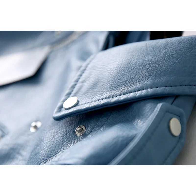 Spring New Women Short Faux PU Leather Jacket With Belt Pink Yellow Slim Lapel Streetwear Long Sleeve Biker Jacket Spring AutumnT251017