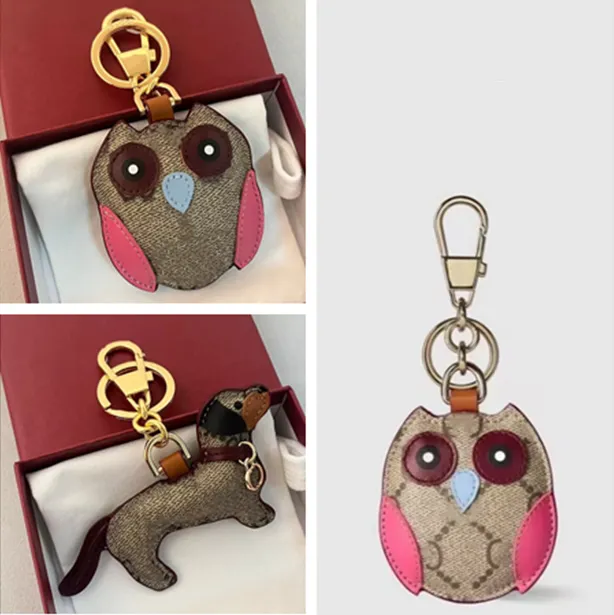 Cute Dog Keychains Designer Animal Leather Dogs Car Keyring Chain Charms cartoon charm vintage toy doll Pendant Mini Keys Coinbag