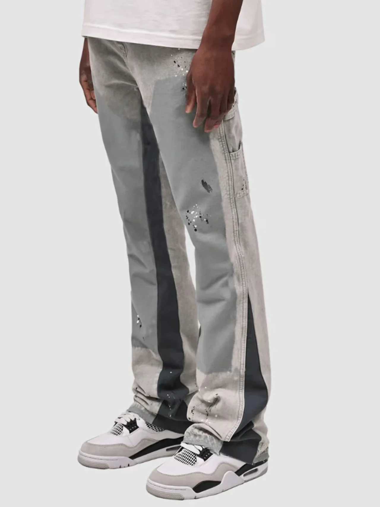 Mens Punk High Street RawEdge Skinny Jeans with Micro Trumpet Detail Y2K Low Rise Stretch Floor Length Biker Rock Pants 20251 Y251105