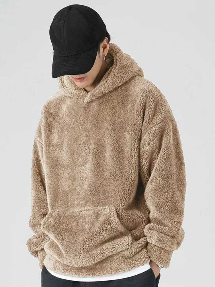 Man Hoodies Coral Fleece Designer Y2k Vintage Novelty and Welcome Deal New in Funny Korean Style 90s No Sweatshirts for Men Z251017