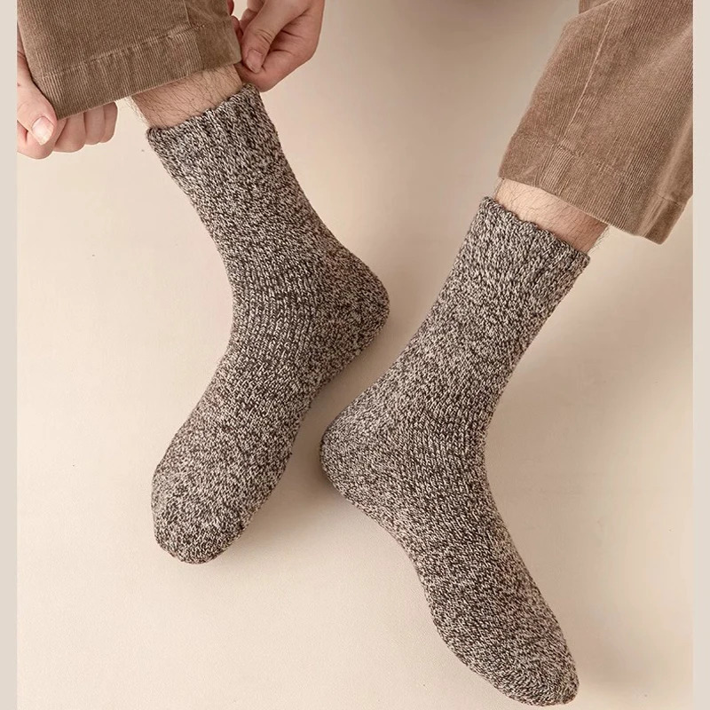 5 Pairs Winter Warm Thick Solid Woolen Socks for Men And Women Cashmere Merino Terry AntiCold Snow NonLightweight NonSlip 251017