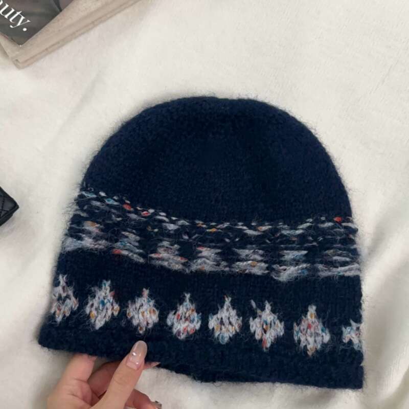 Beanie Designer Wool Jacquard Rolled Edge Fair Isle Knitted Hat for Women men Autumn Winter Warm Woolen