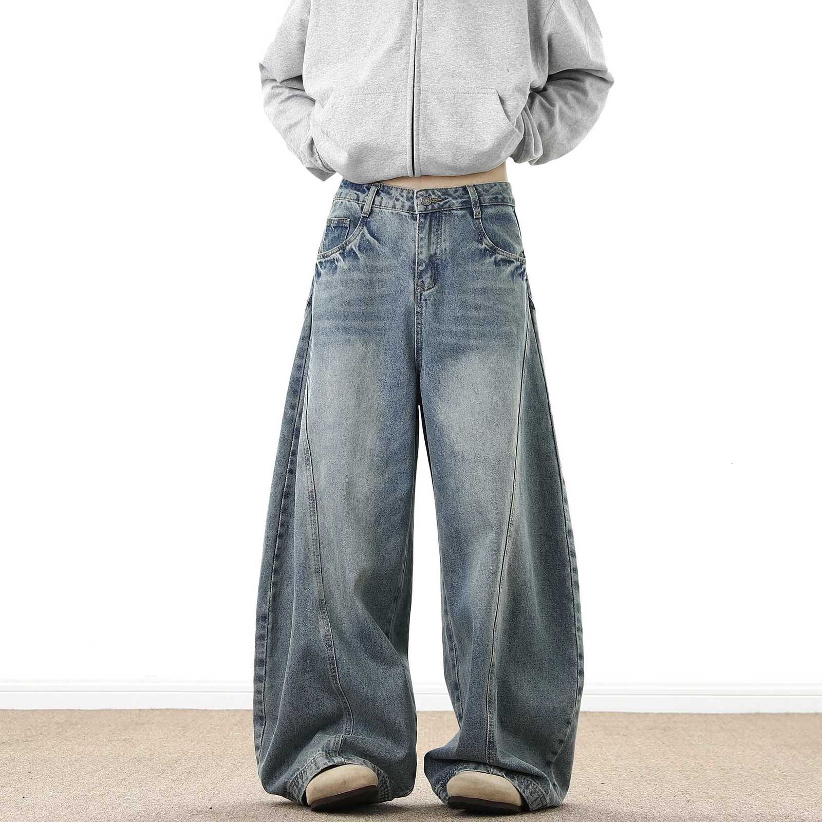 Wide Leg Denim Pants Male Loose Cowboy Mopping Trousers baggy Mens Jeans Fashion Handsome Washed Streetwear Casual Y251105
