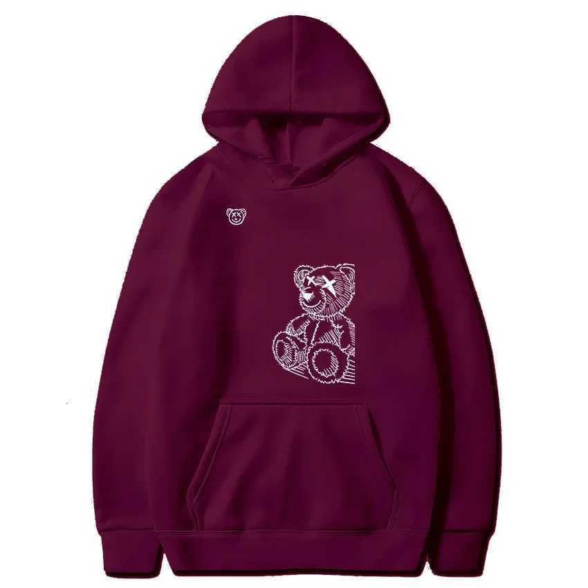 Creative design bear print hoodie mens daily leisure outdoor sports loose hoodie comfortable hooded sweatshirt Z251017