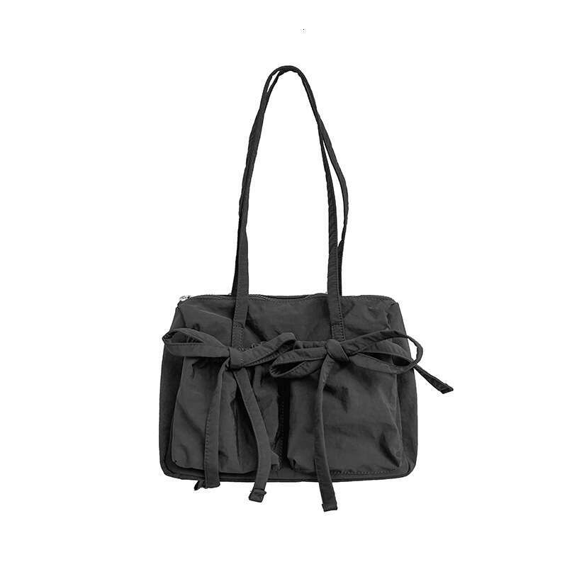 New Bowknot Tote Summer High-End Large Capacity Shoulder For Women Simple Versatile Nylon Commuter Bag B5