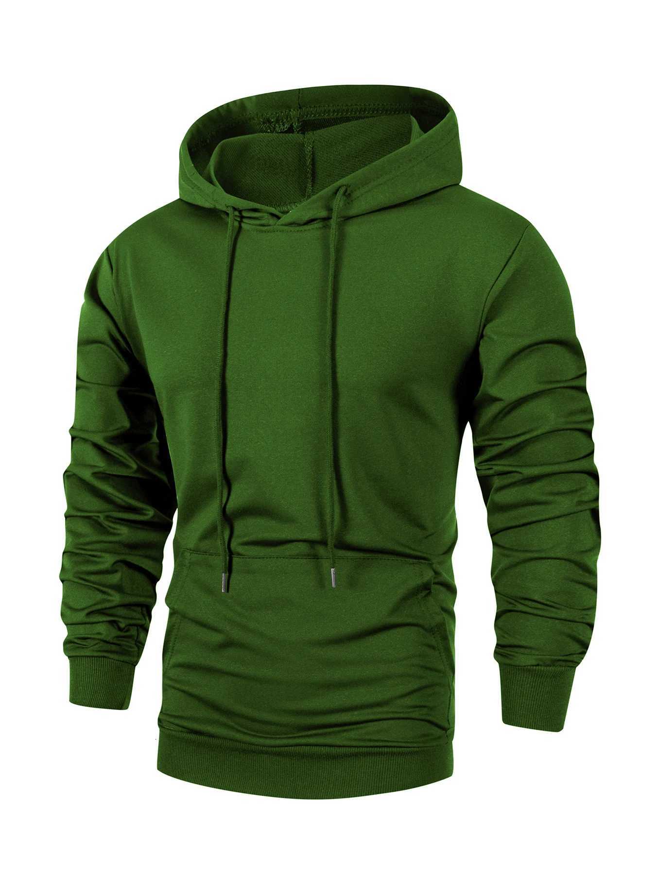 Mens Casual Hoodies Sweatshirt Autumn Solid Color Warm Long Sleeve Hooded Pullover Outdoor Streetwear Sportwear Male Clothing Z251017