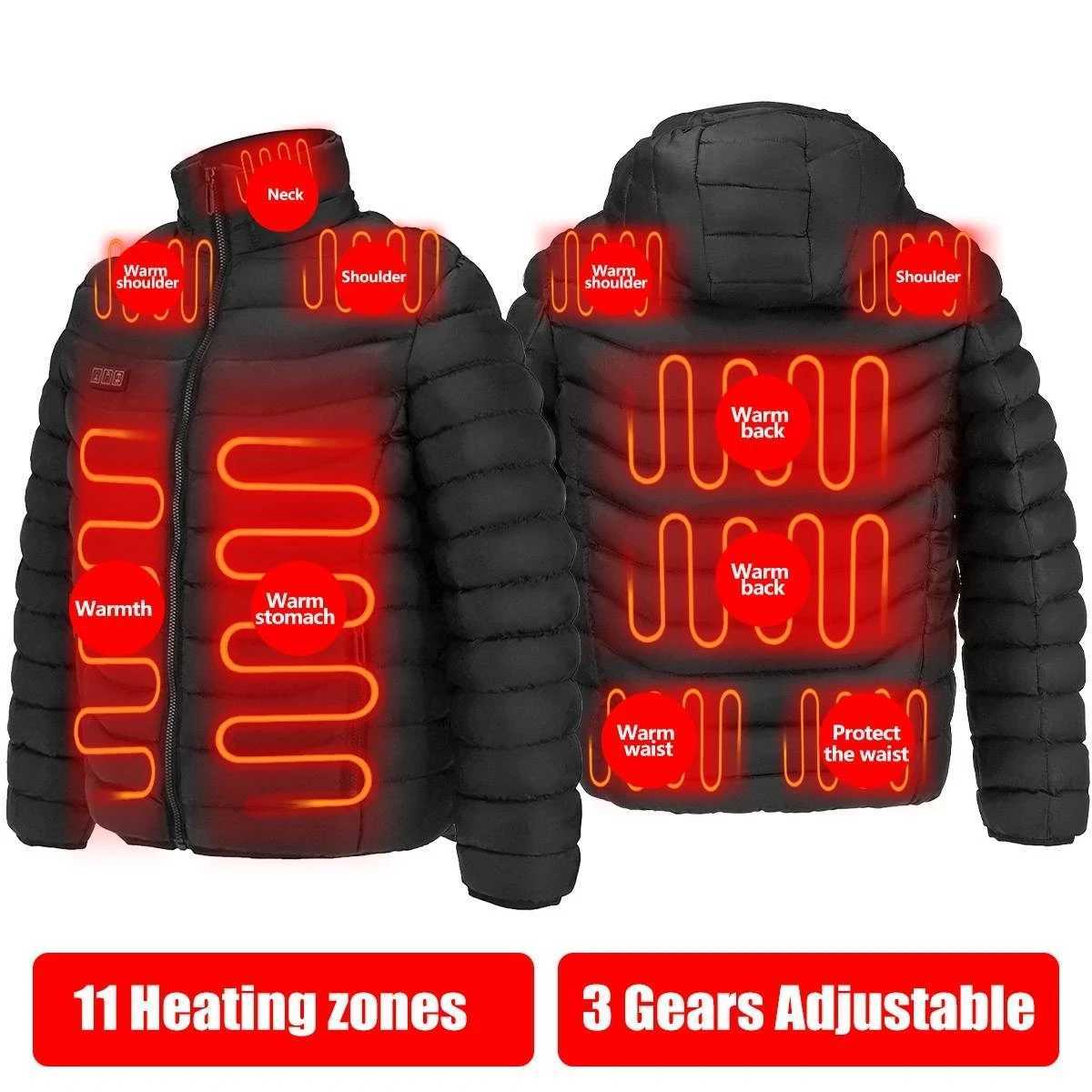 11 Heating Areas Heated Jacket Men Womens Winter Outdoor Camping Sportswear Heated Coat Graphene Heat Coat USB Heating Jacket H251017