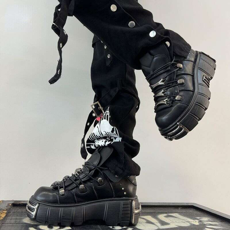 Fashion Women's Platform Ankle Boots 2023 New Dark Punk Style High Heels Metal Decoration Design Y2k Gothic Shoes INS