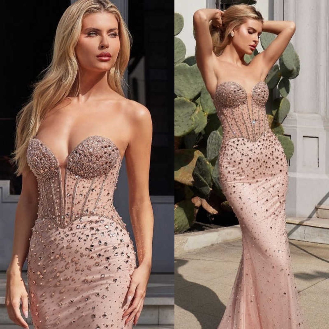 New Arrival Prom Dresses Mermaid Strapless Crystals Backless Evening Gowns Party Dresses Custom Made Vestidos de noche