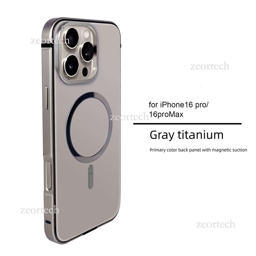 Compatible iPhone 16 Pro Max Original Color Phone Case with Metal Frame, Composite Back Panel, Magnetic Suction, and Shockproof Protection