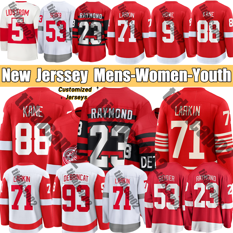 2025 New Larkins LucasC 88 Patrick Kanes Vladimir Red Wingss Jersey Raymond Detroit Tarasenko Stadium Series Hockey Jerseys