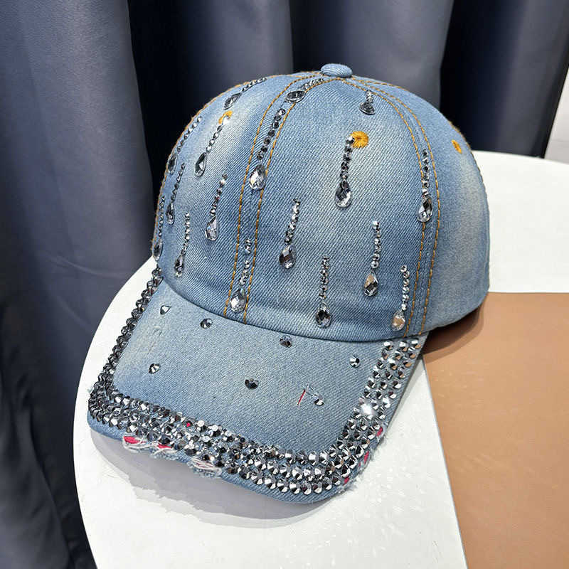 2025 New British Style Denim Embellished Casual FaceSlimming Adult Womens Baseball Cap Fashionable Stylish Duckbill Hat W251017