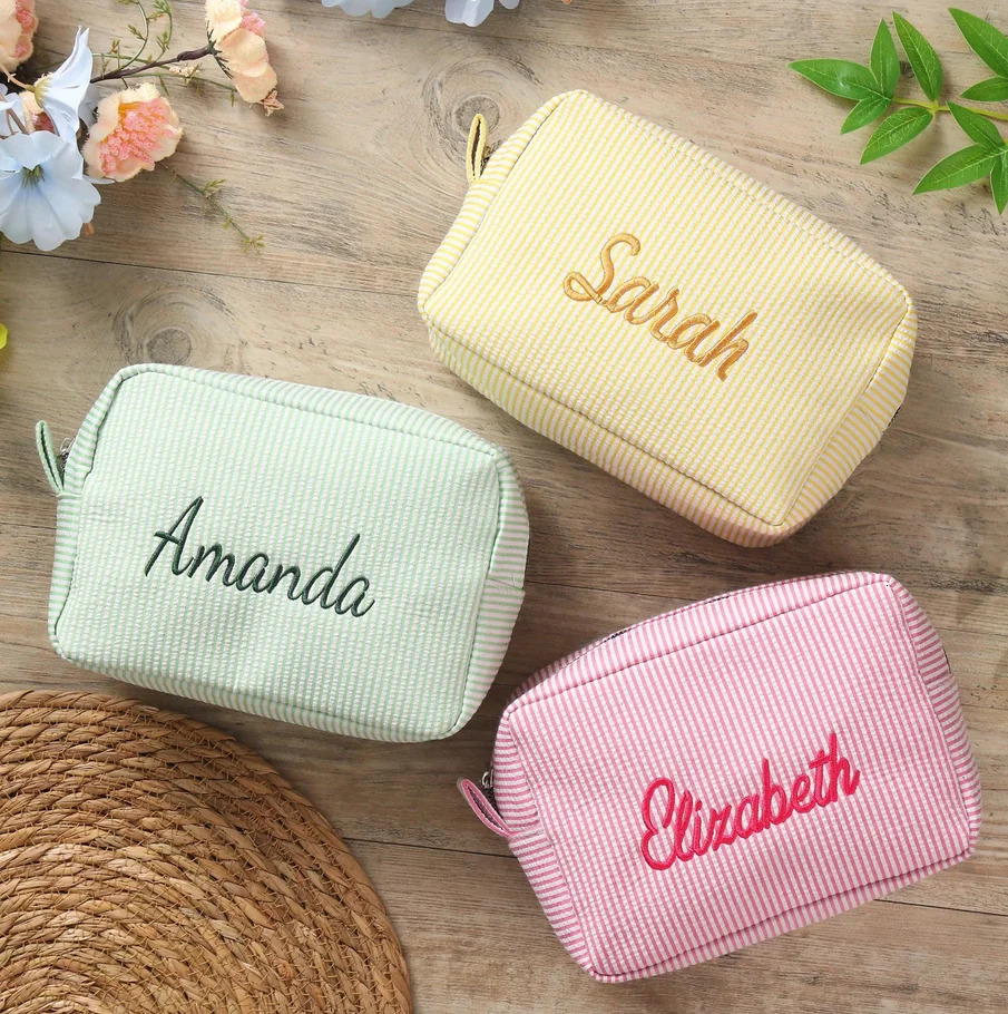Personalized Name Makeup Bag Custom Embroide Gift Toiletry Bag Bridesmaid Gifts Storage Bag 2025 Cosmetic Bag251011