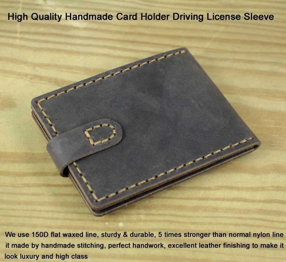 luxury Handmade Genuine Leather Card Holder Driving License Cover Badge Sleeve Name Card Driver Case Photo ID HolderW251017