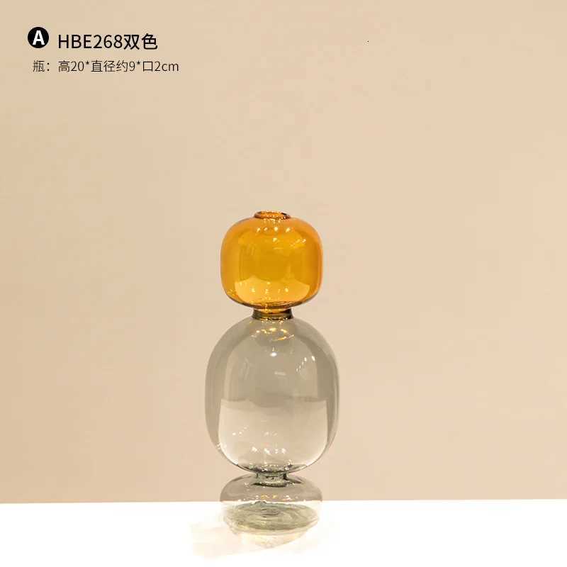 European Style Minimst Colored Glass Creative Doublelayer Glass Transparent Vase Desktop Soft Decoration Hydroponics C251017