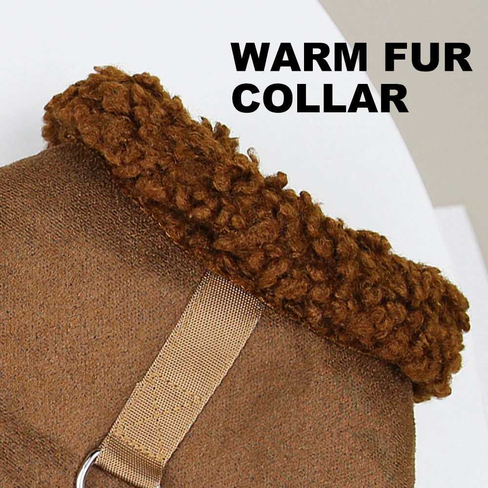 Winter Dog Leather Clothes Warm Fur Collar Dogs Jacket Coat Small Medium Dogs Clothes Vest Winter Pet Clothing Outfits CostumeW251017