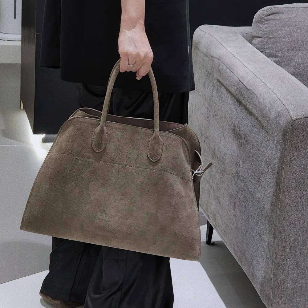 High Quality Autumn Winter New Matte Suede Tote Large Capacity Commuter Casual Portable Shoulder Genuine Leather Women s Bag