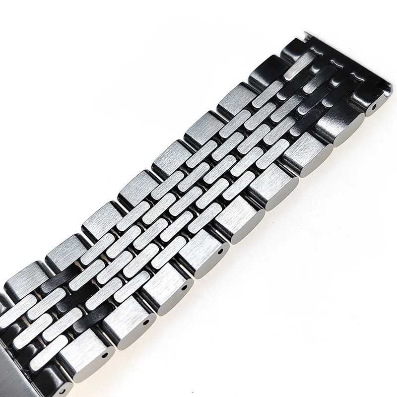 20 22mm 316L Solid Stainless Steel Bracelet Adjustable Curved Flat Beads of Rice Watch Strap Fit For Seiko SKX Universal Band 251016