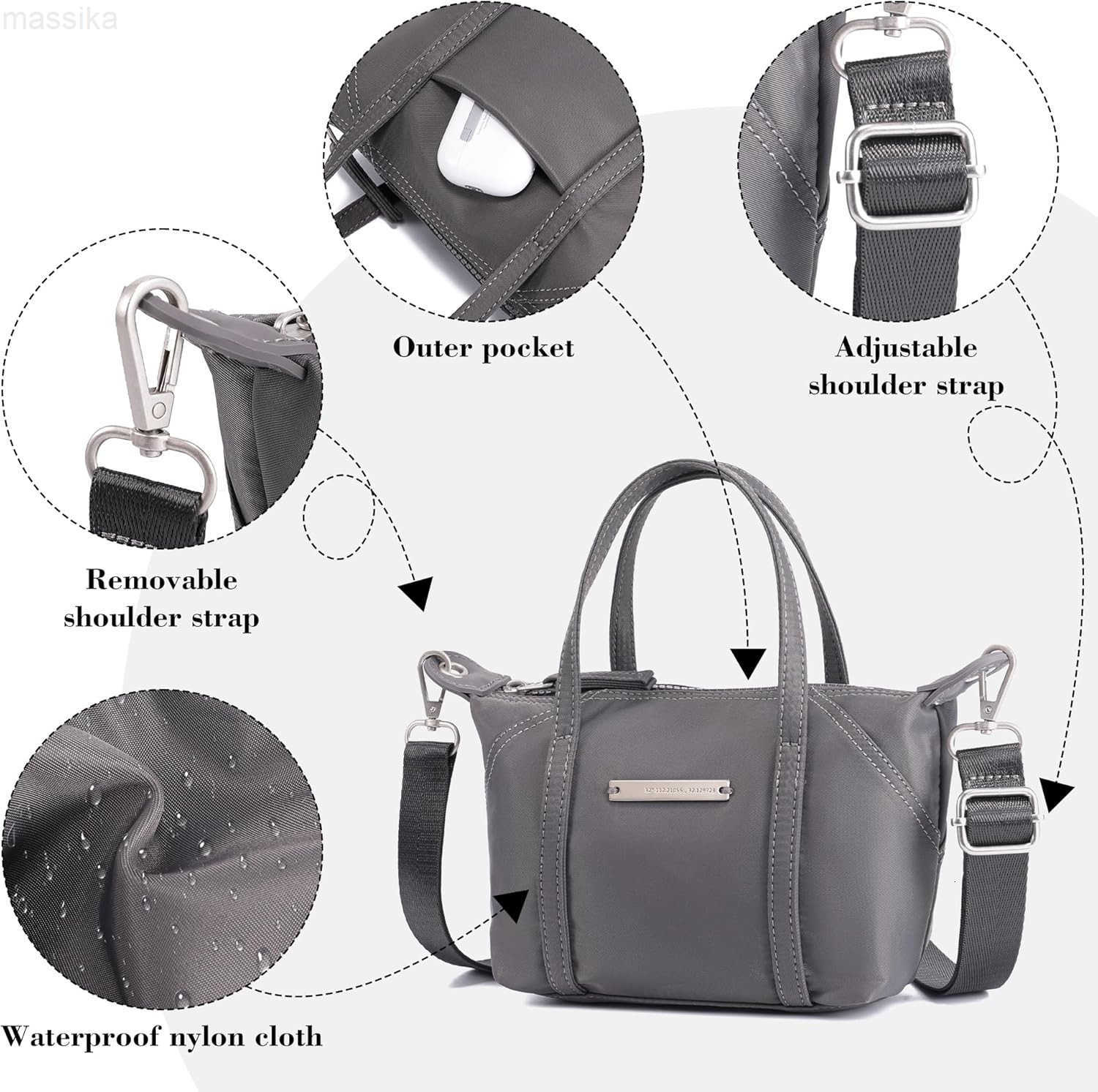 NEICOA Mini Tote Bag for WomenSmall Crossbody Bags with ZipperLightweight Nylon Purse for Daily Use M251017